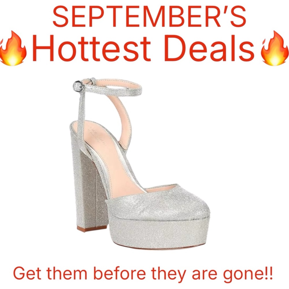 HOT PRICE Antonio Melani LIV Metallic Glitter Closed Toe Platform Heels